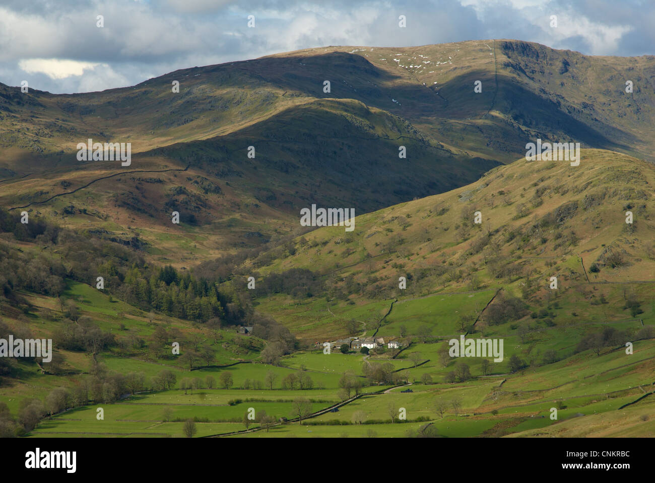 Troutbeck Park Farm in the Troutbeck valley, Lake District National Park, Cumbria, England UK, once owned by Beatrix Potter Stock Photo