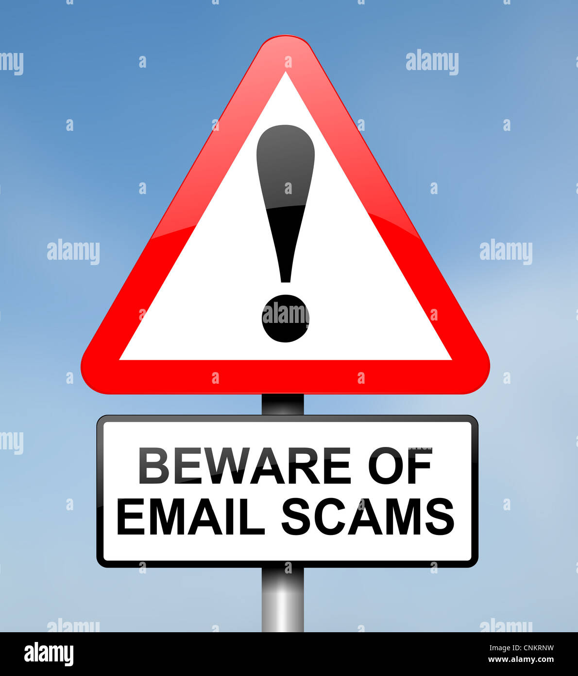 Email scam warning. Stock Photo