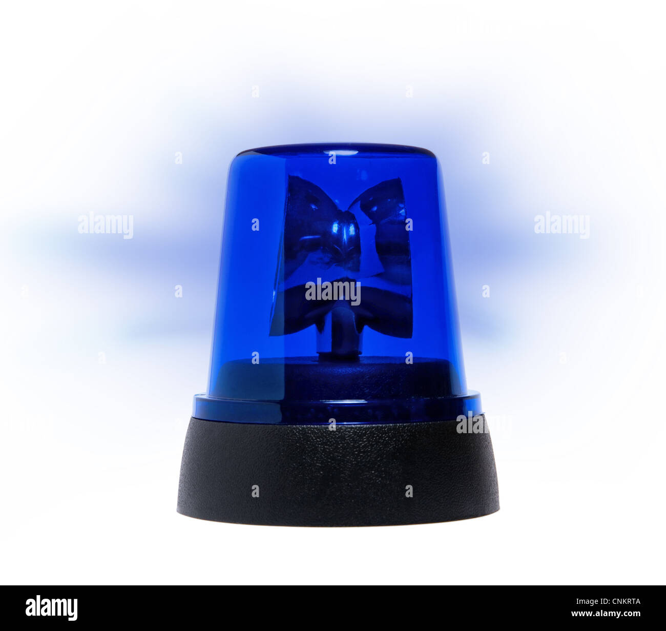Blue police siren. Police strobe studio photo. Emergency Light blue,  spinning beacon. Glowing siren for cars. Alarm danger signs. Isolated on  white Stock Photo - Alamy
