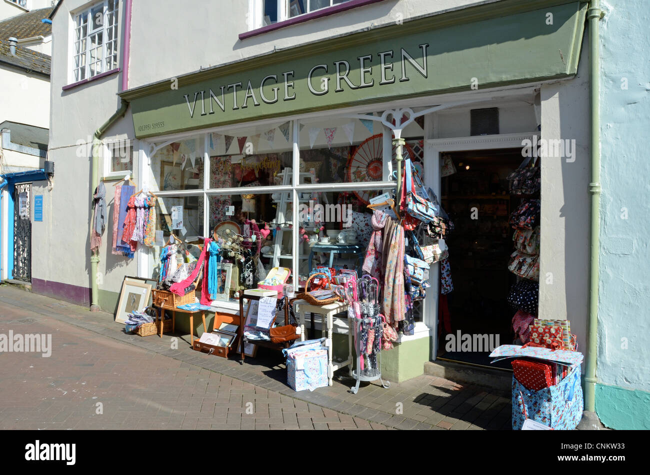 Vintage shop, Old Fore St, Sidmouth, Devon, UK Stock Photo