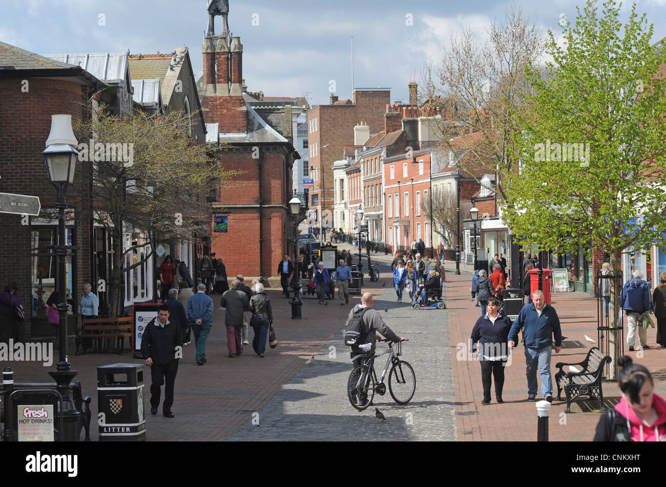 Lewes Town Centre East Sussex UK - The High Street with people Stock Photo