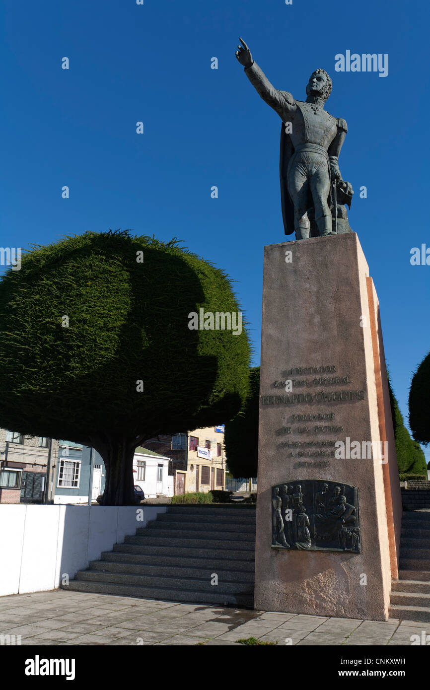 The statue of General Bernardo O'Higgins Punta Arenas, Patagonia, Chile Stock Photo