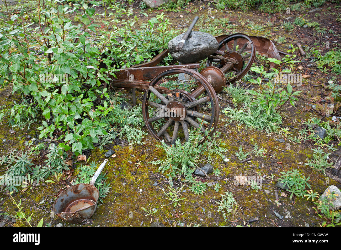 Old mining artifacts. Kennecott copper mine. Wrangell-St. Elias National Park. Alaska. USA Stock Photo