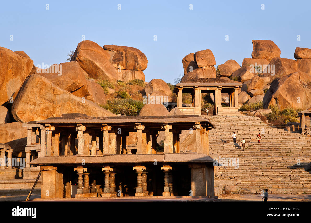 Nandi Bull monolithic sculpture. Hampi. Karnataka. India Stock Photo