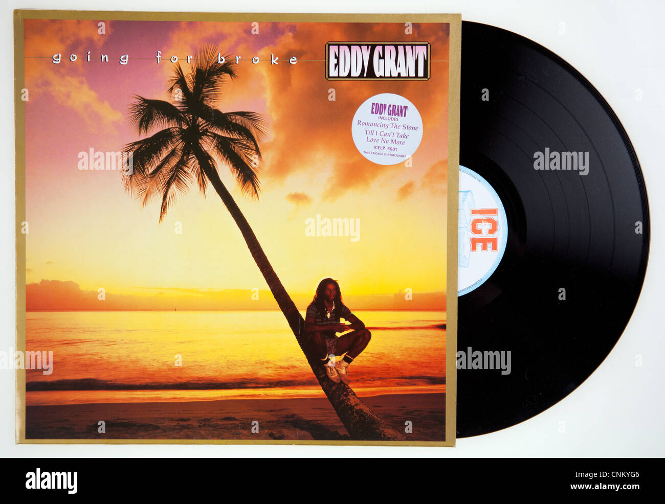 Cover of vinyl album 'Going for Broke' by Eddy Grant released 1984 on Ice Records Stock Photo