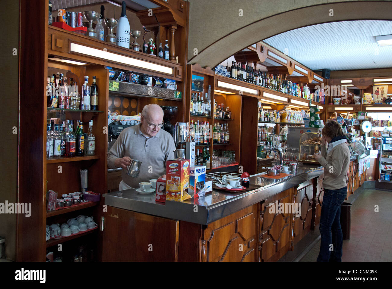 Interior of Bar at Bellagio, Lake Como, Italy Stock Photo