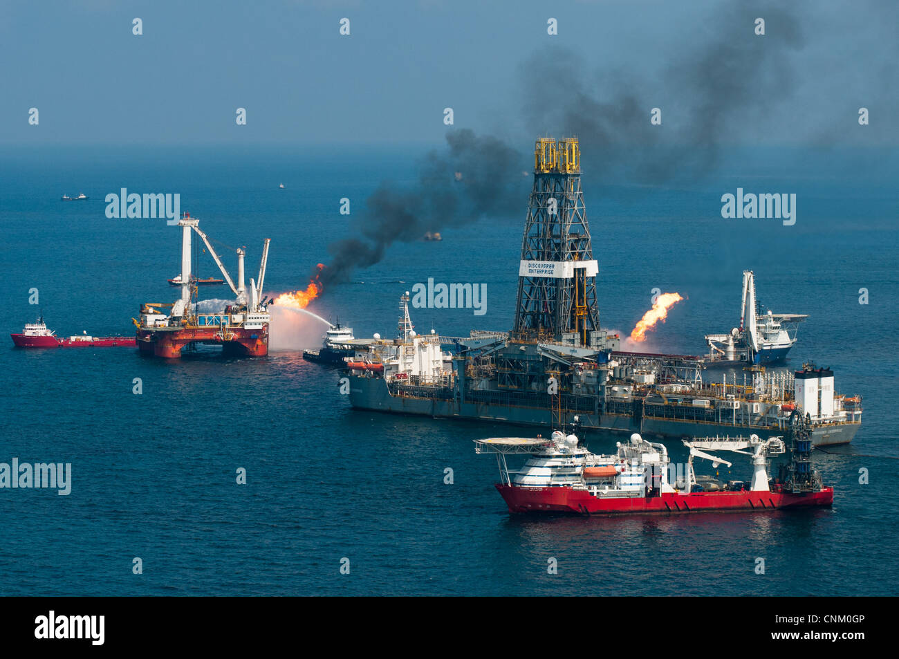 Discoverer Enterprise drillship and Helix Q4000 at the MC252