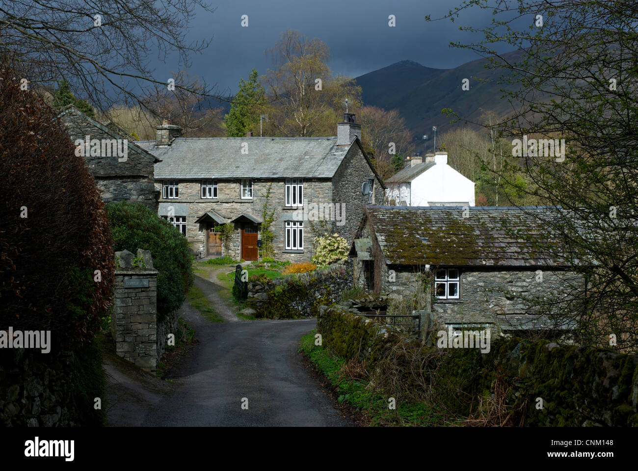 Cottages in the village of Troutbeck, Lake District National Park, Cumbria, England UK Stock Photo