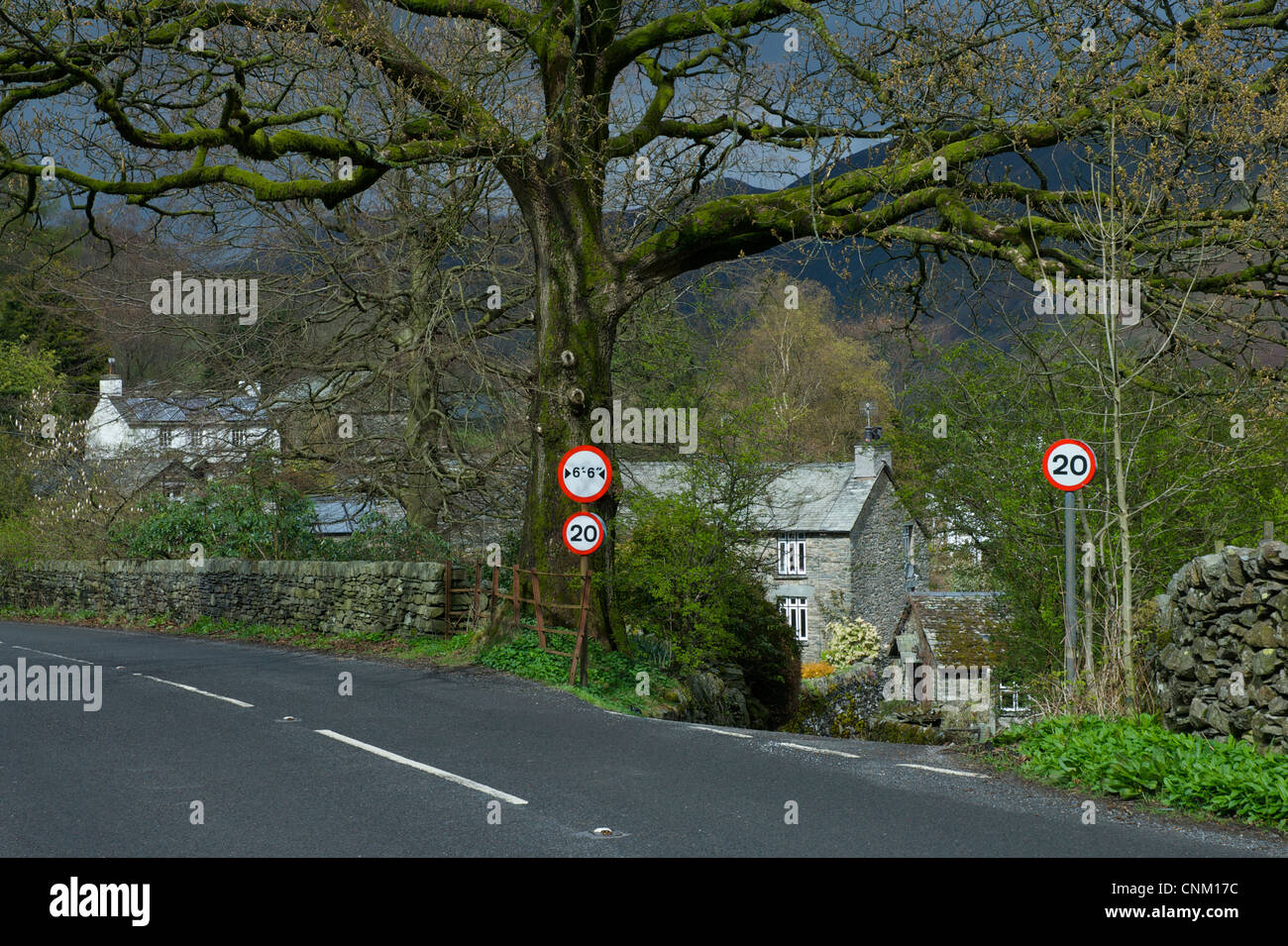 20mph zone in the village of Troutbeck, Lake District National Park