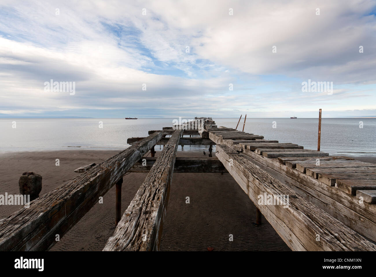 Old pier in Punta Arenas, Patagonia Chilena, Chile Stock Photo