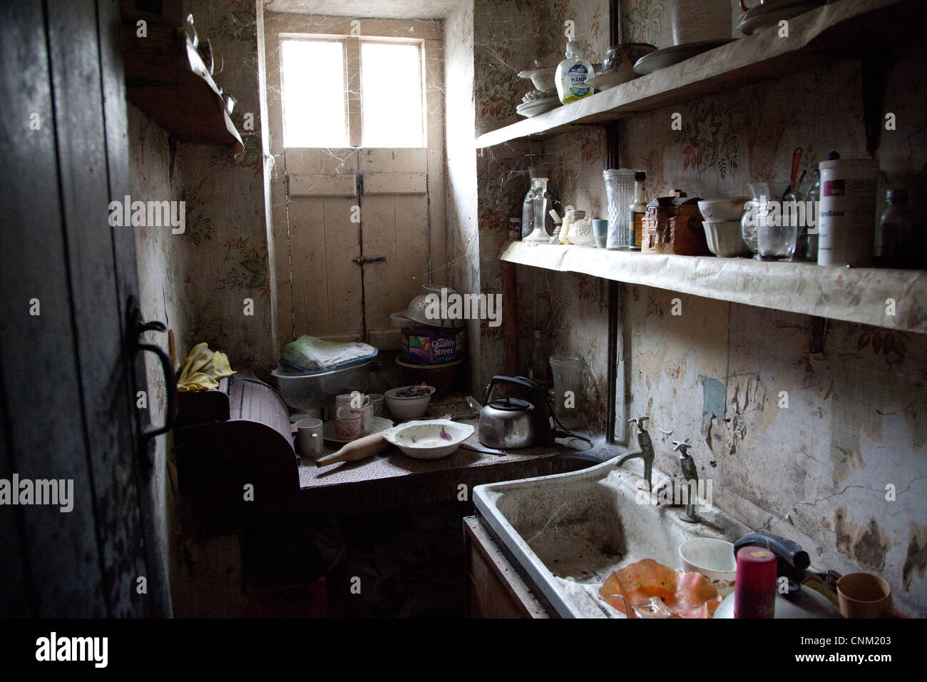 OLD DERELICT KITCHEN Stock Photo