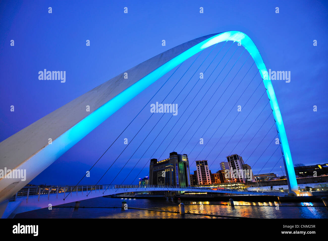 Millennium bridge at dusk with light blue sky Stock Photo