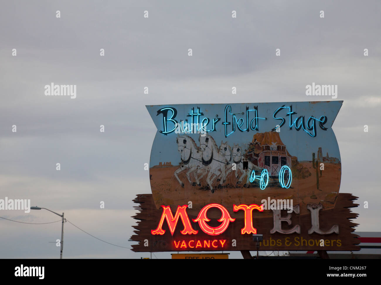 Butterfield Stage Motel sign, Deming, New Mexico. Stock Photo