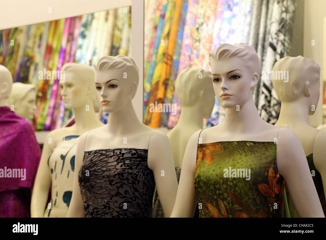 Mannequins in fabric shop in the Arab Quarter of Singapore Stock Photo