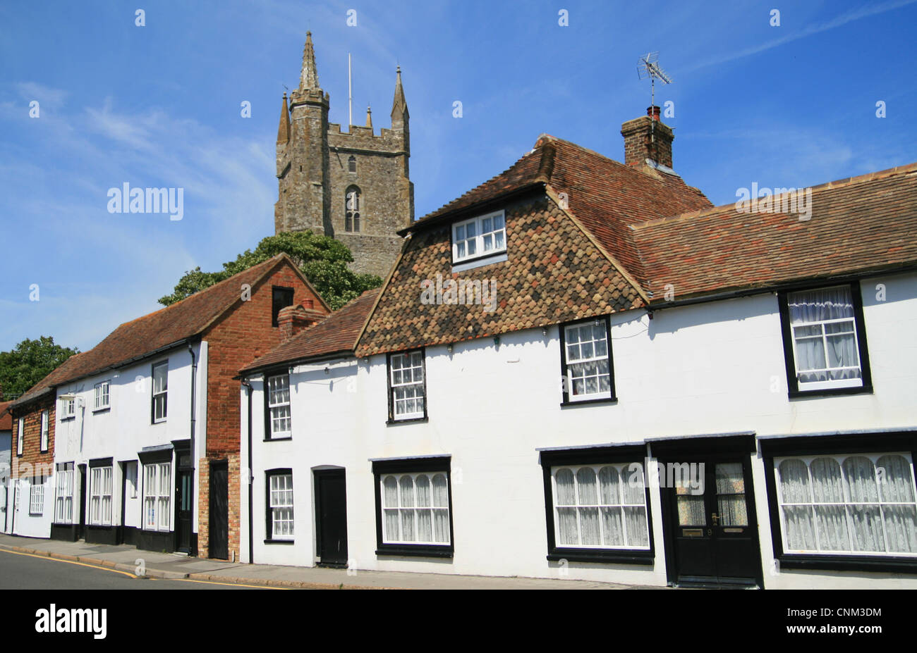 village and All Saints church Lydd Kent England UK Stock Photo