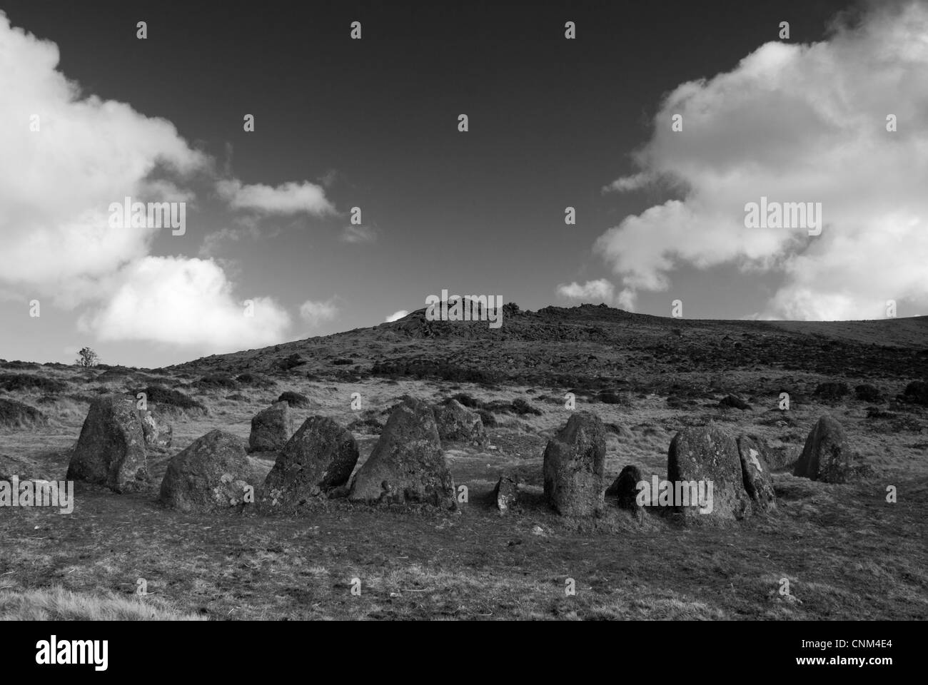 Nine maidens stone circle belstone devon Stock Photo