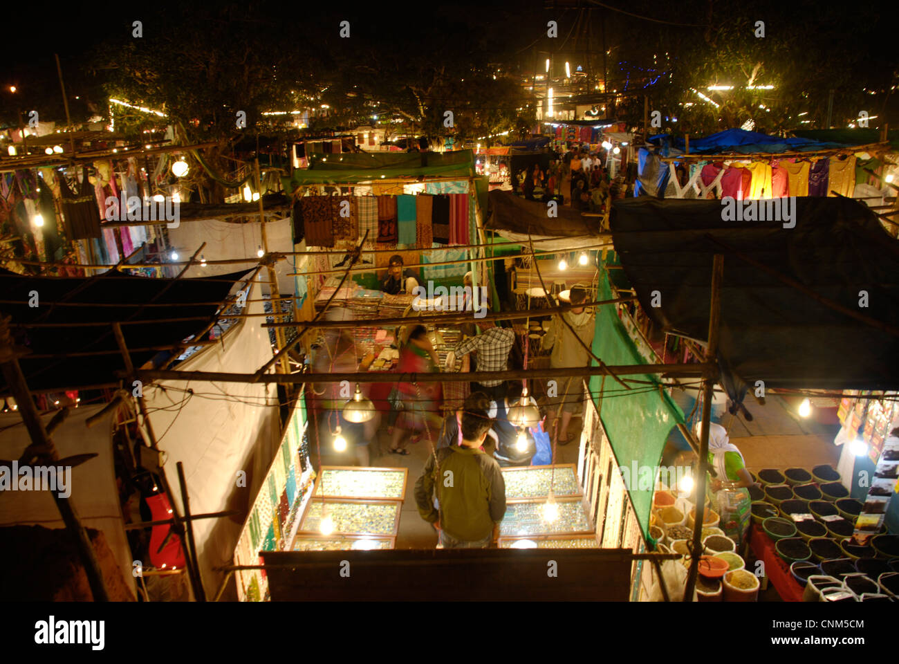 The famous Saturday night Anjuna Flea Market in Goa, India Stock Photo
