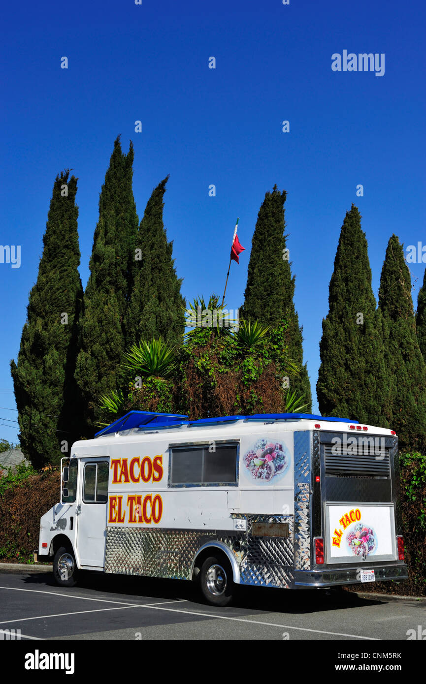 Mexican food truck in the town of Alviso, San Jose CA Stock Photo