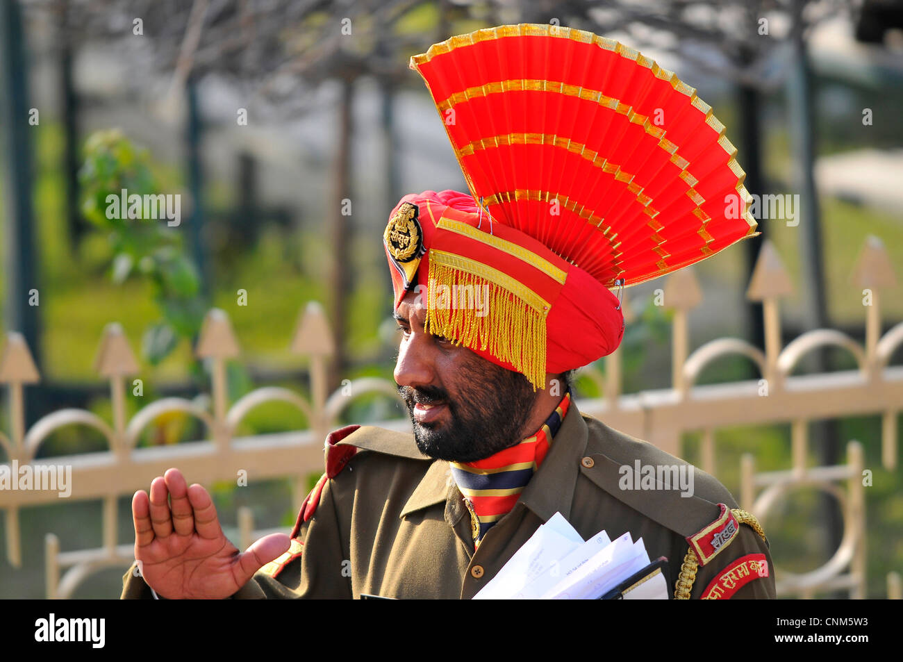 Asia India Punjab The special headdress of a Sikh soldier Stock Photo