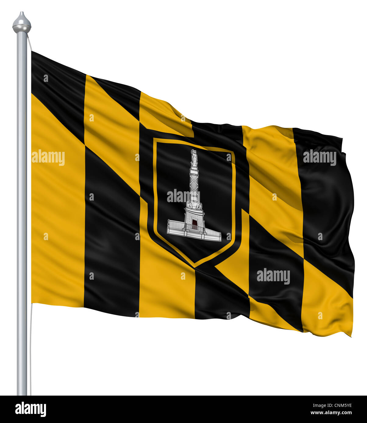United States of America Baltimore city flag fluttering in the wind ...
