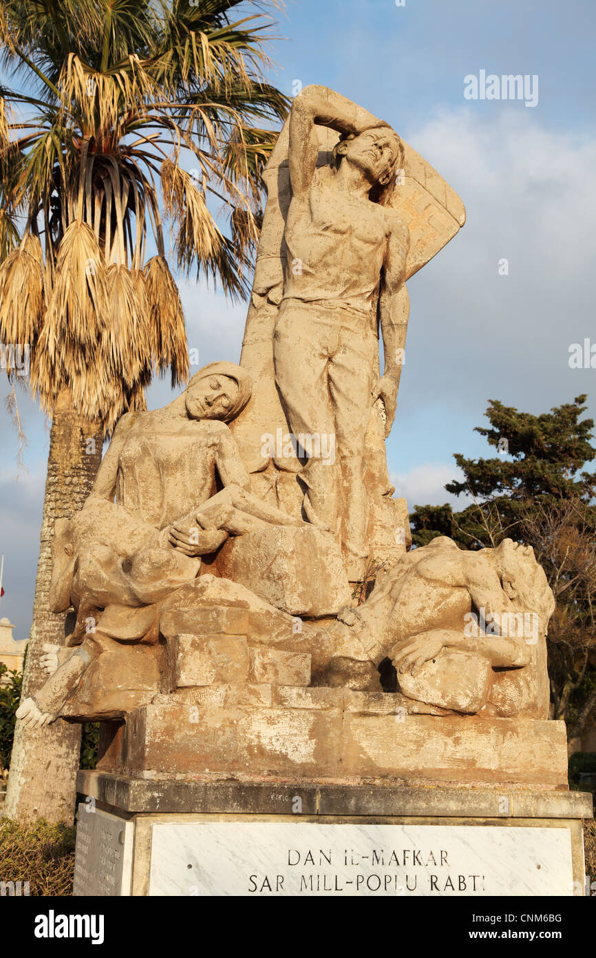 Monumental sculpture or Memorial to those killed within WW2 Rabat, Malta, Europe Stock Photo
