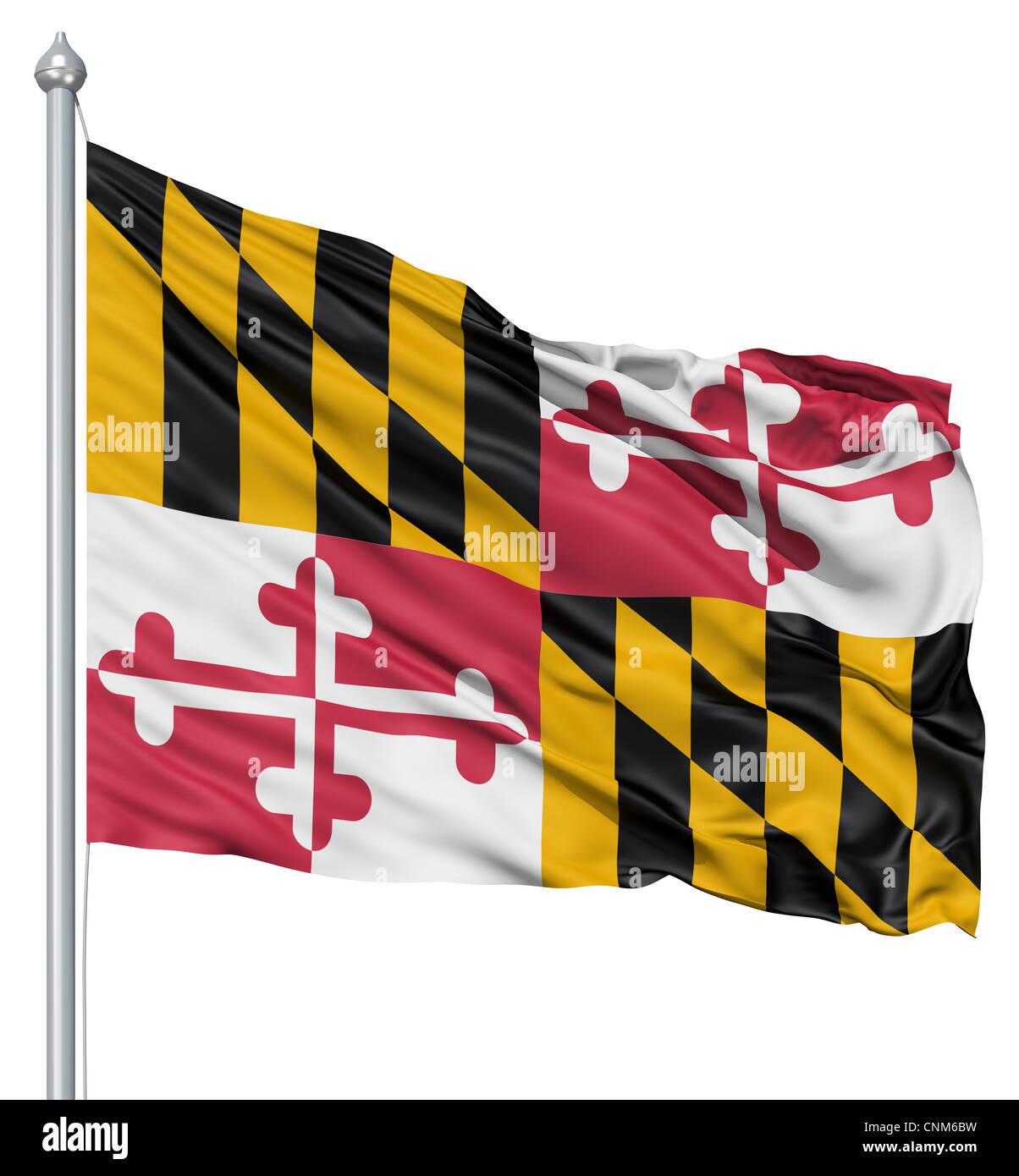 Realistic 3d flag of United States of America Maryland fluttering in ...