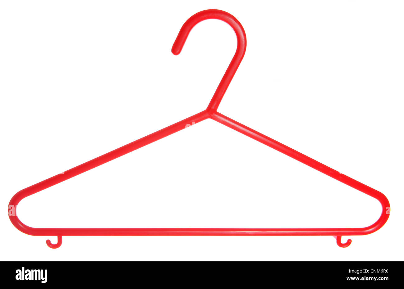 red childrens plastic coat hanger studio cutout Stock Photo
