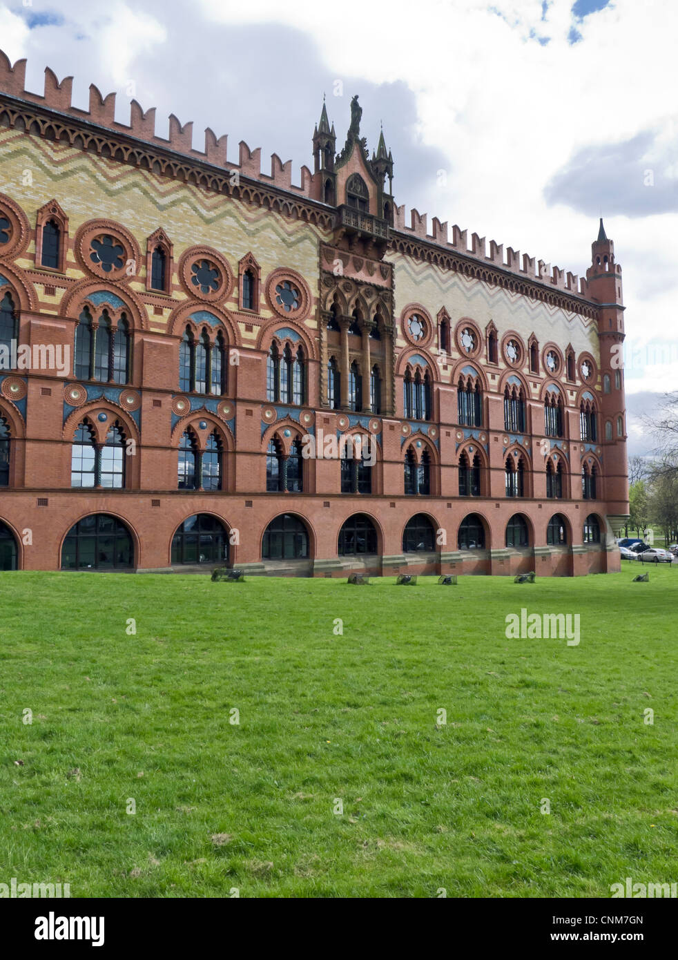 The Templeton Carpet Factory building by Scottish architect William Leiper as seen from Glasgow