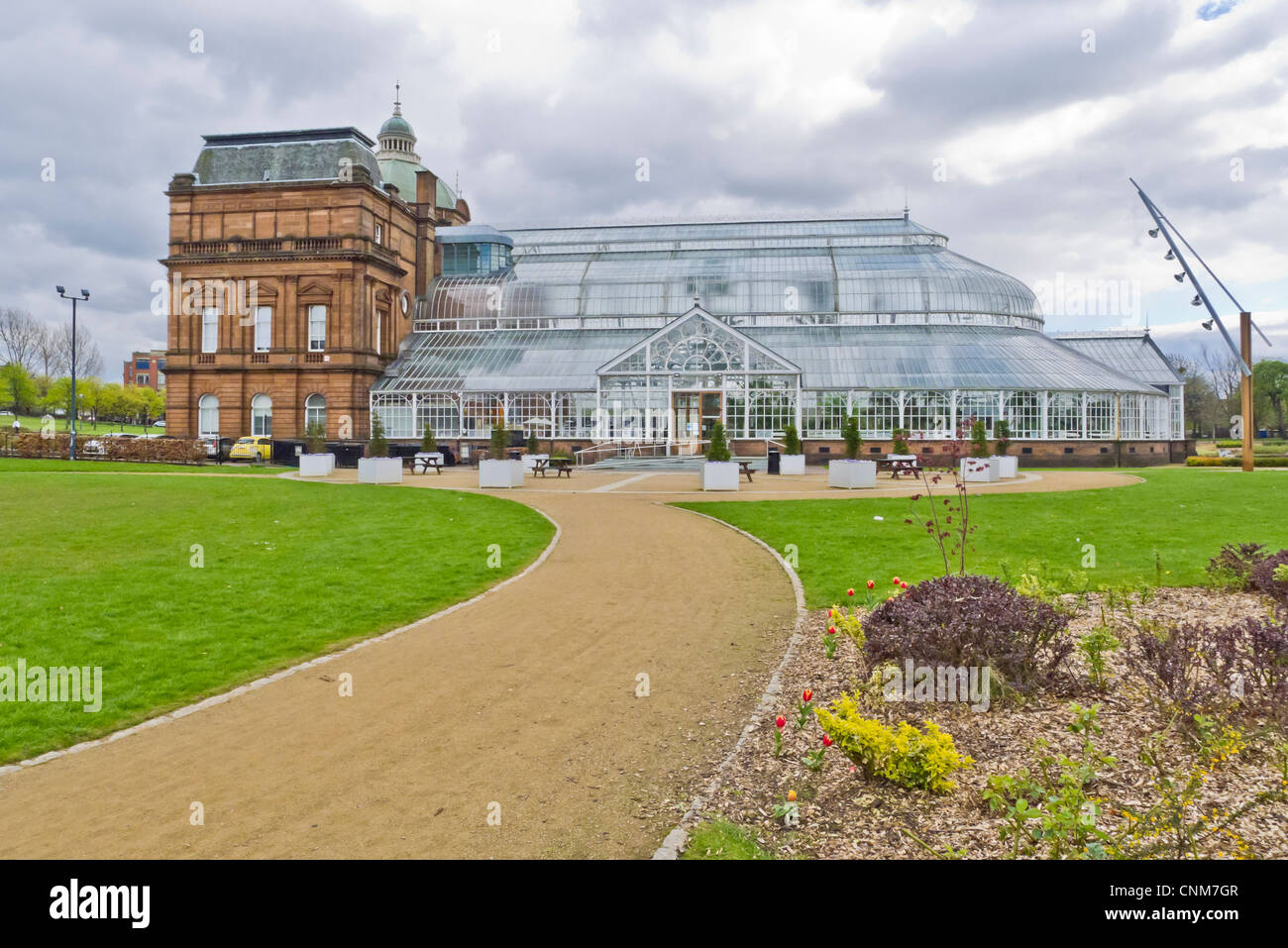 People's Palace and Winter Gardens in Glasgow Green park Glasgow Scotland Stock Photo