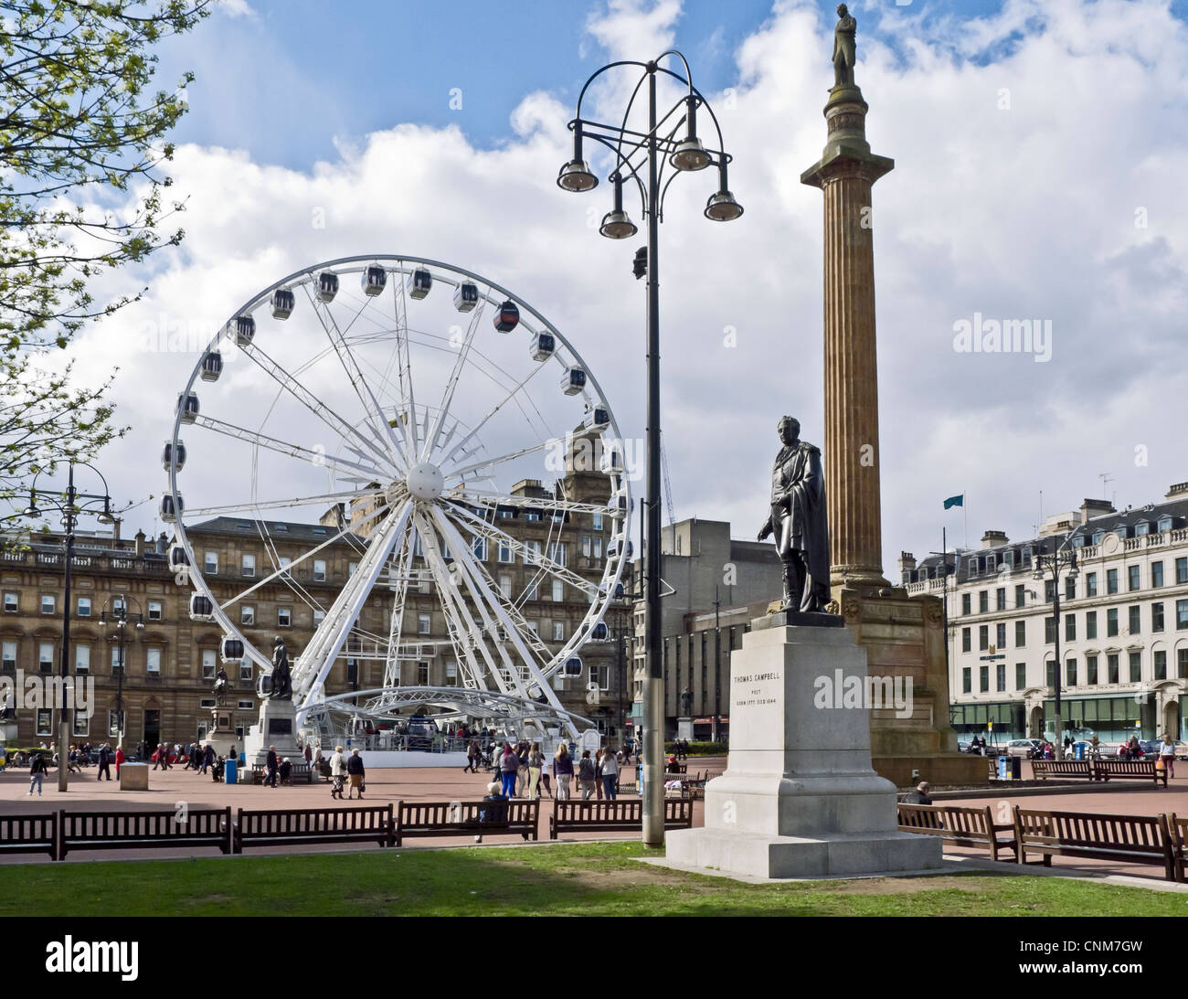 The Wheel of Glasgow in Square Glasgow Scotland with poet Thomas