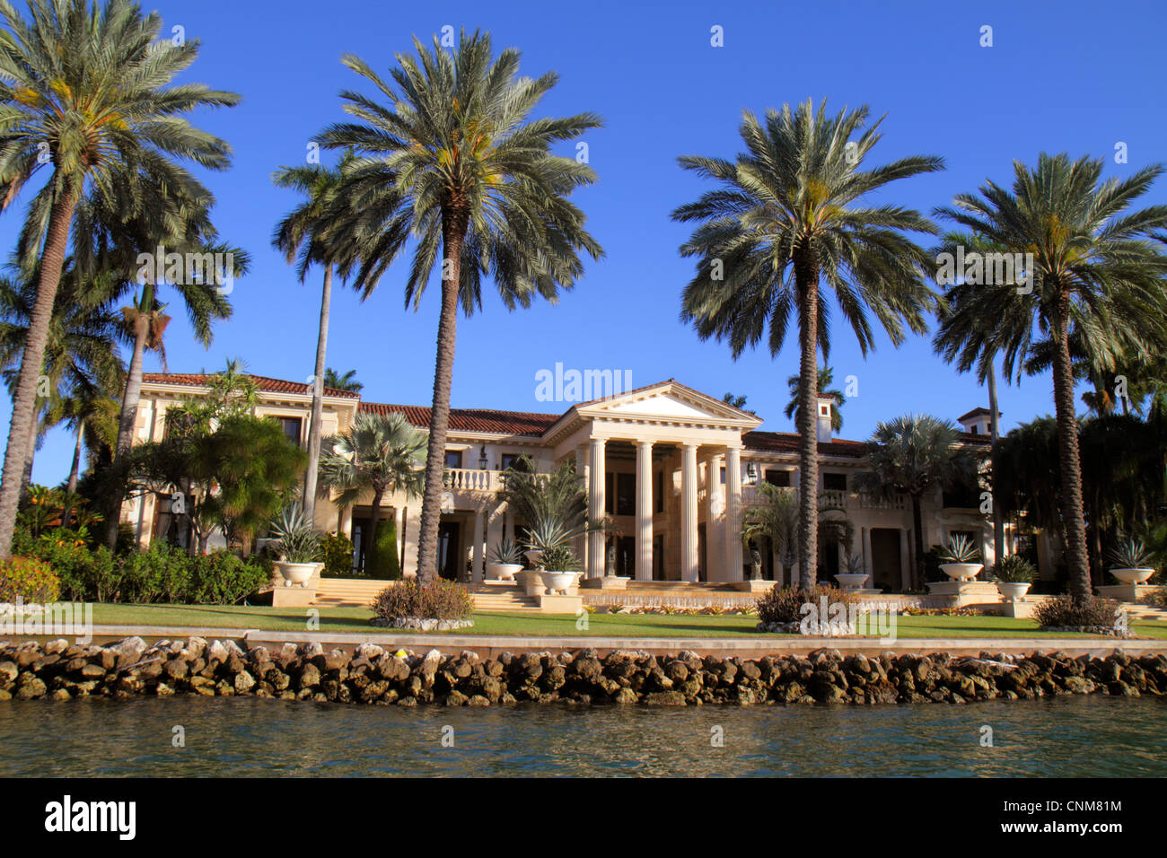 Miami Beach Florida,Biscayne Bay,Star Island,Phillip Frost home,waterfront mansion,billionaire,pharmaceutical industry,FL120311106 Stock Photo