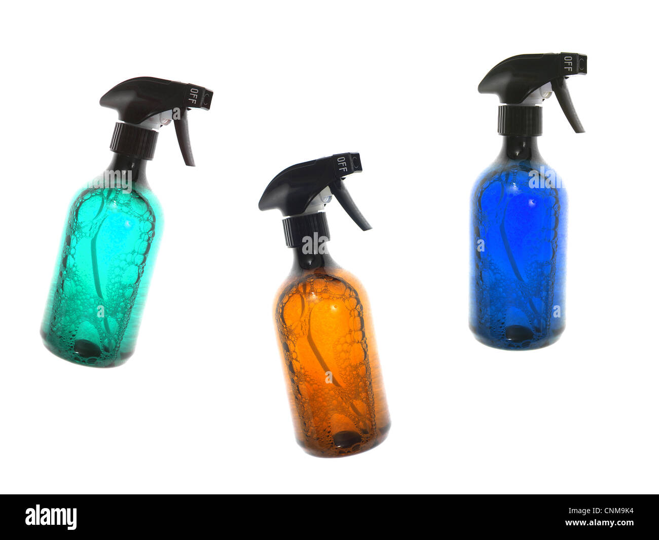 Environmentally safe cleaning products isolated against a white