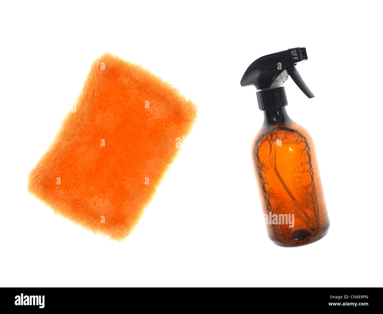 Environmentally safe cleaning products isolated against a white