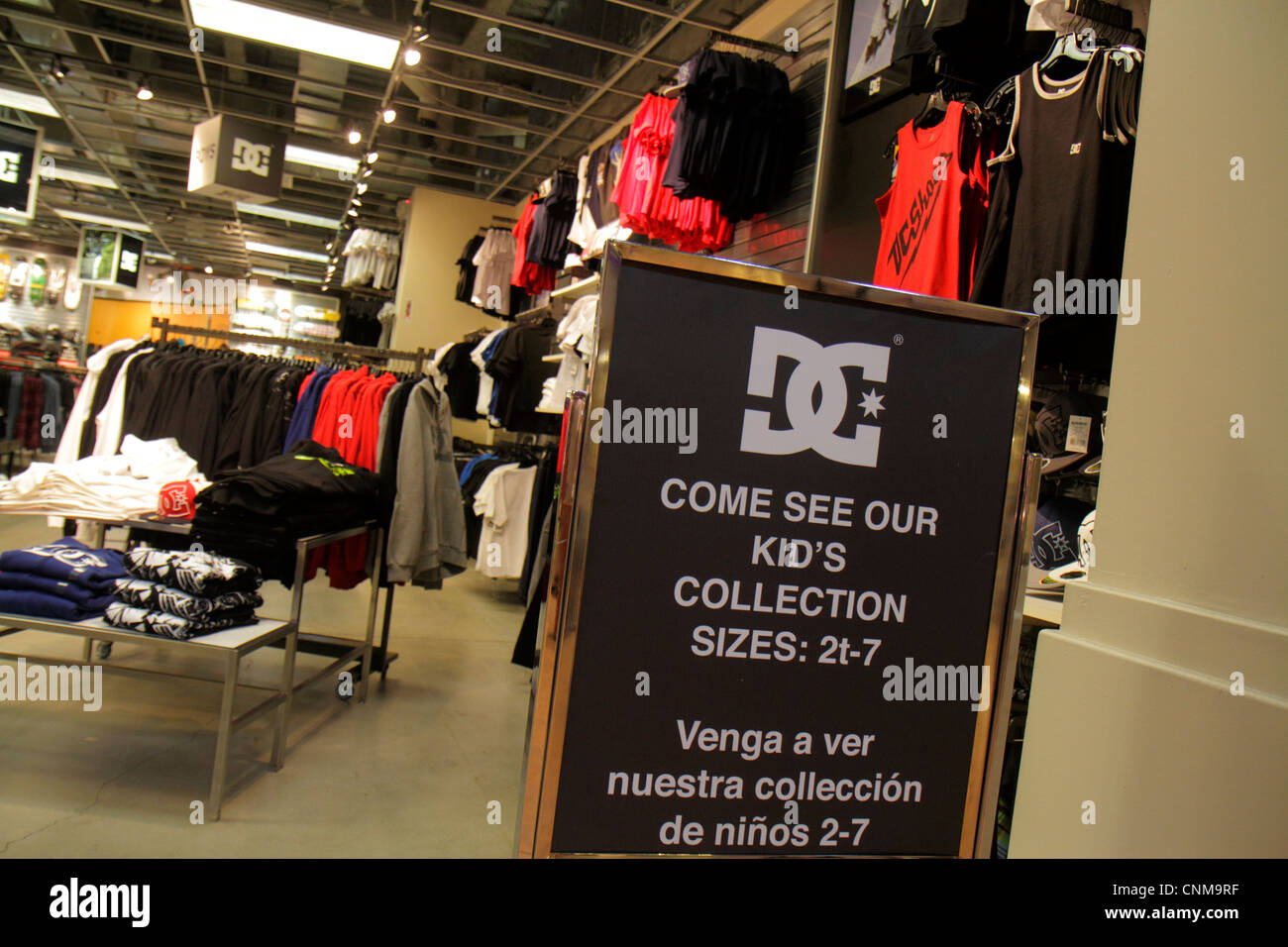 Miami Florida,Sweetwater,Dolphin mall,DC Shoes,retail products,display case  sale,merchandise,packaging,brands,fashion,trendy,luxury,clothing,apparel,a  Stock Photo - Alamy