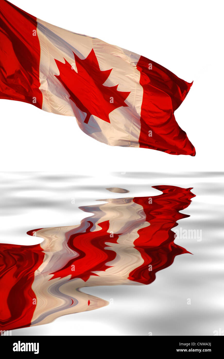 Canadian flag reflects in water Stock Photo