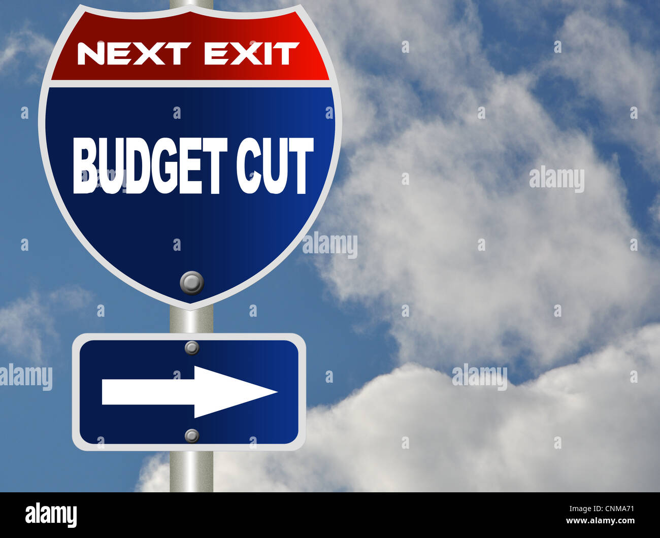 Budget cut road sign Stock Photo