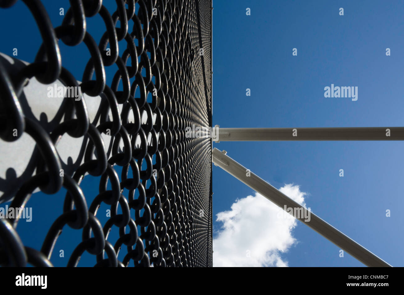 Fence and braces looking up at the sky. Stock Photo