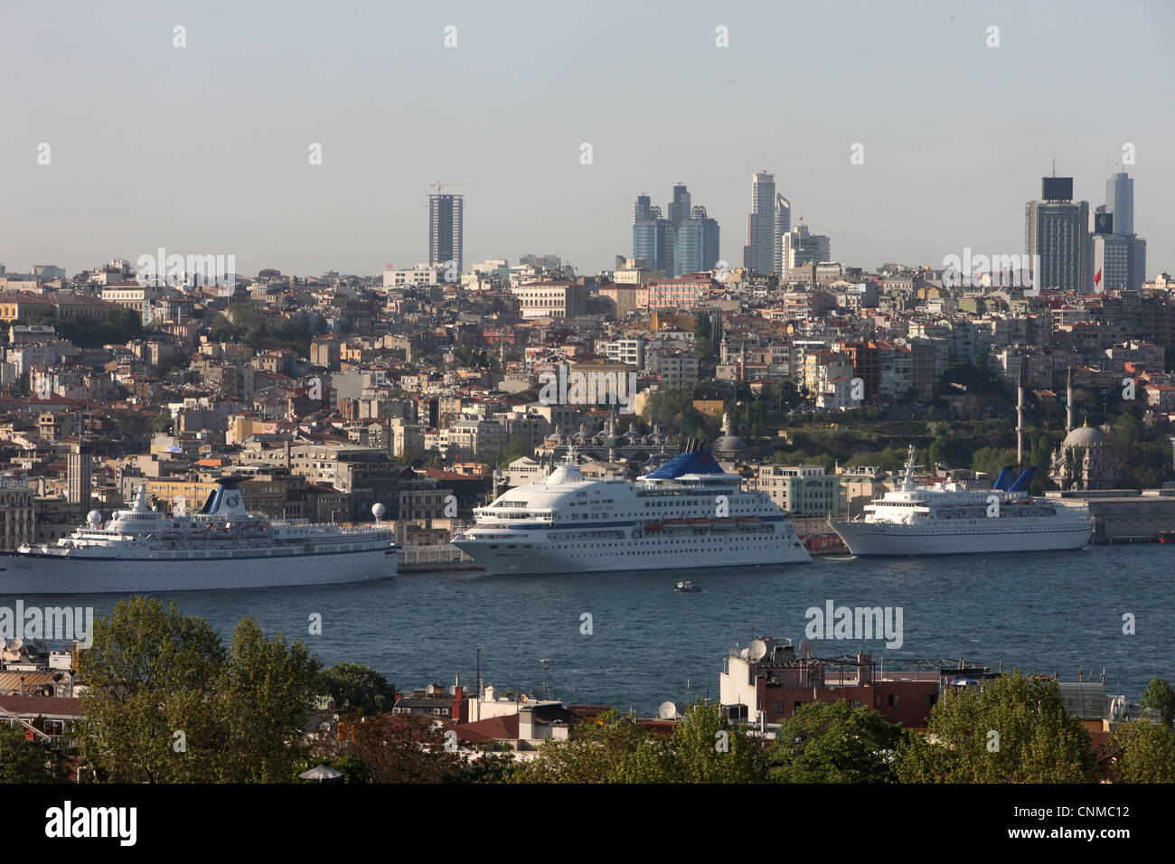 Overview of the Bosphorus, Istanbul, Turkey, Europe Stock Photo