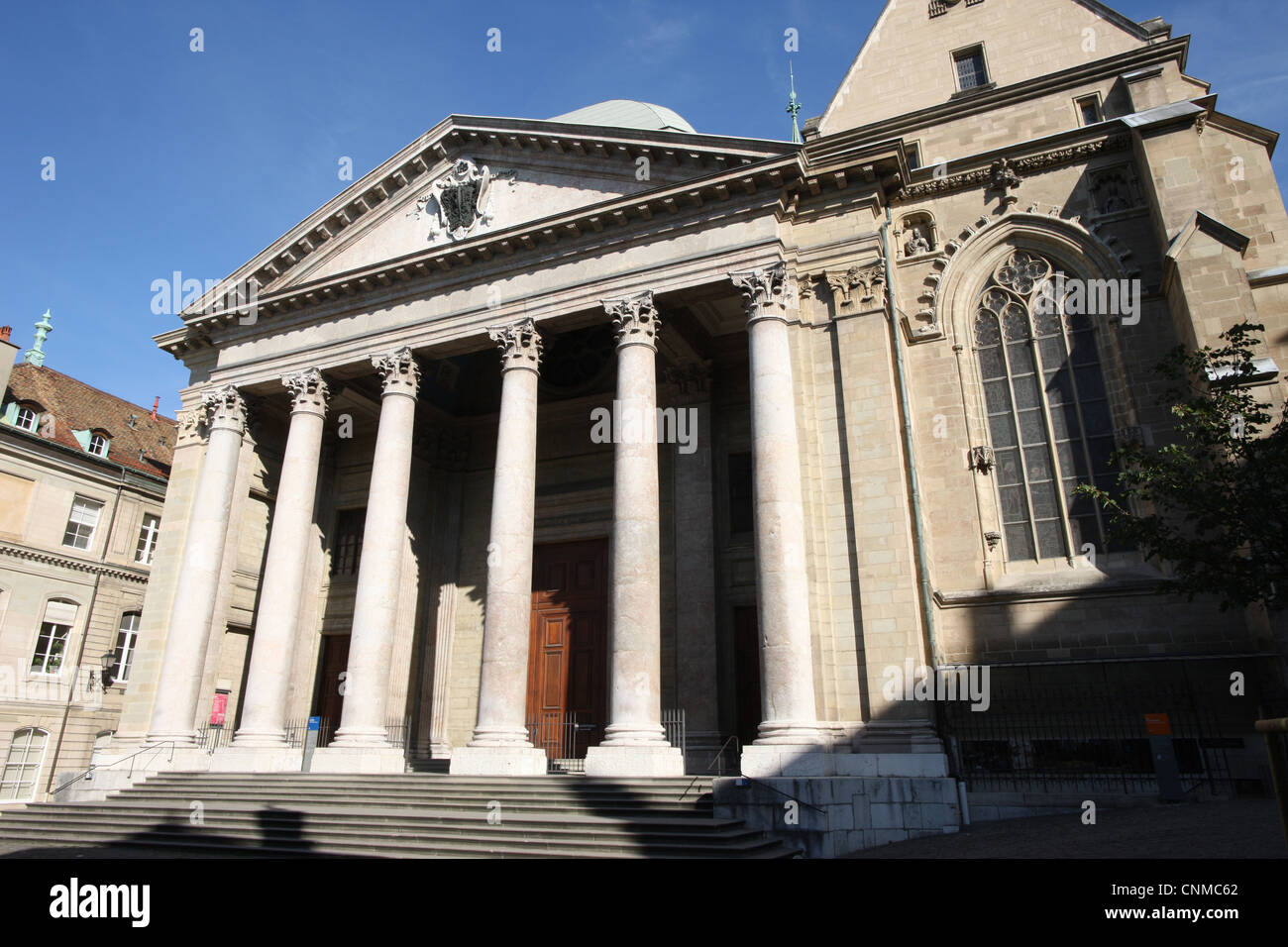 Front entrance of St. Peter's Cathedral, Geneva, Switzerland, Europe