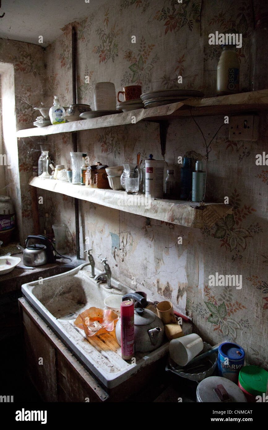 OLD DERELICT KITCHEN Stock Photo