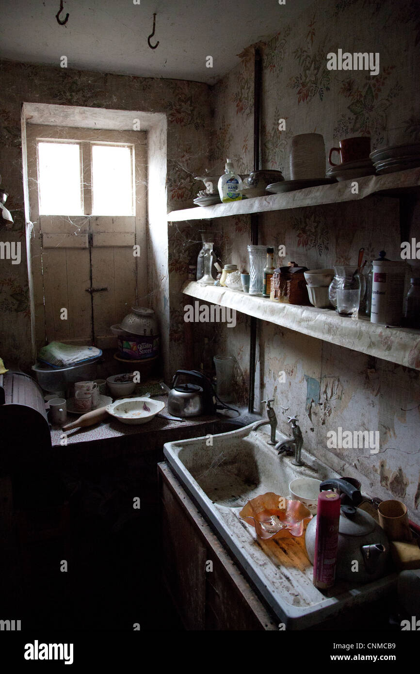 OLD DERELICT KITCHEN Stock Photo