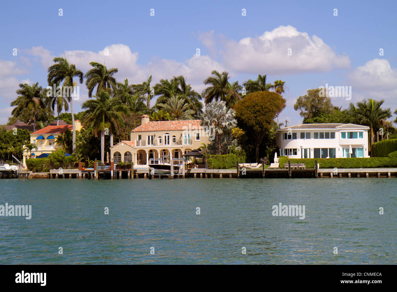 Miami Beach Florida,Biscayne Bay,Venetian Islands,waterfront home,mansion,FL120331135 Stock Photo