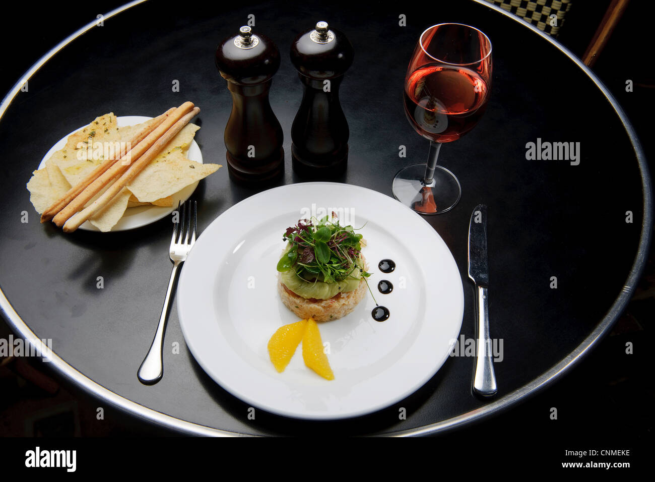 gourmet cuisine expensive restaurant food meal for one Stock Photo