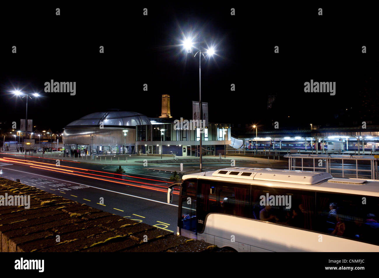 Newport train station on queensway at night Stock Photo Alamy