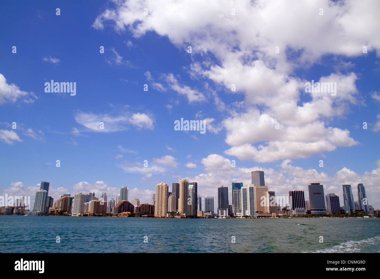 Miami Florida,Biscayne Bay,city skyline,high rise skyscraper ...