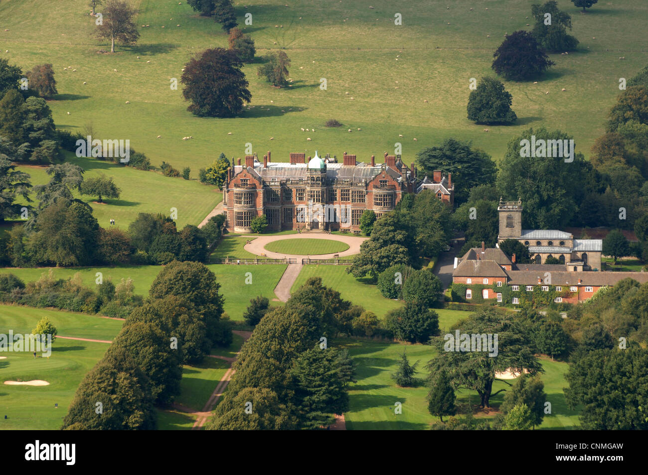 An aerial view of Ingestre Hall in Staffordshire Stock Photo
