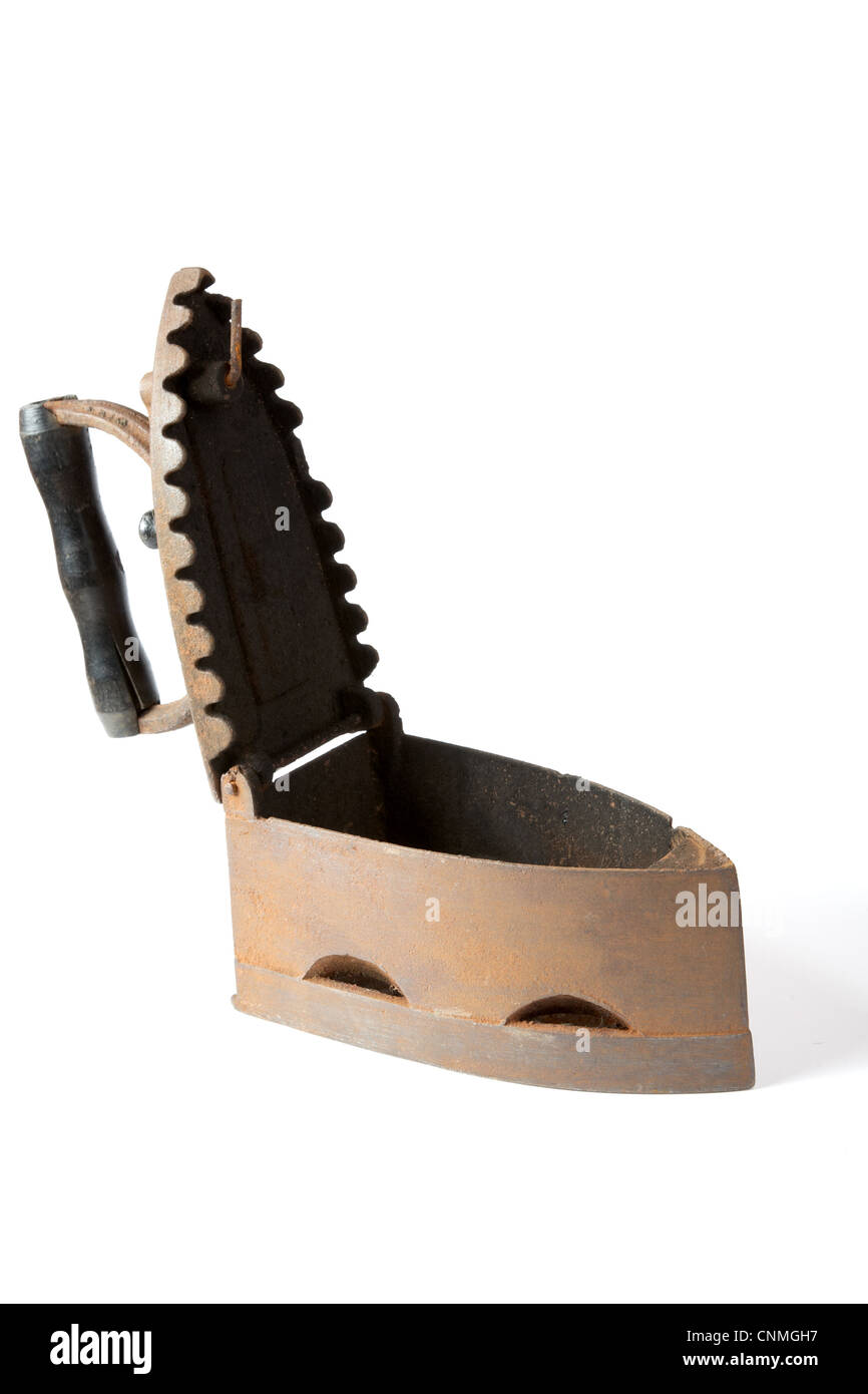 The old iron covered with rust on a white background Stock Photo - Alamy