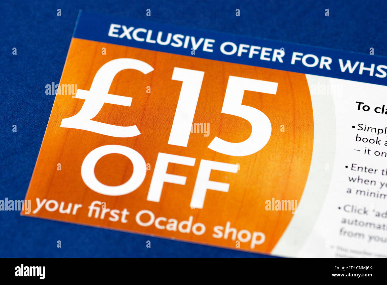 £15 off voucher for Ocado grocery delivery service Stock Photo