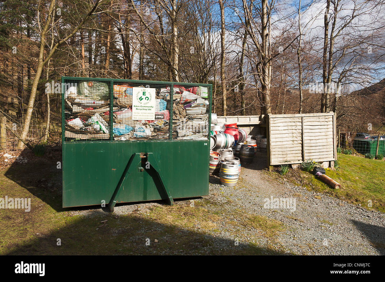 Paper Recycling Cage and Empty Beer Cask Store Outside Old Dungeon