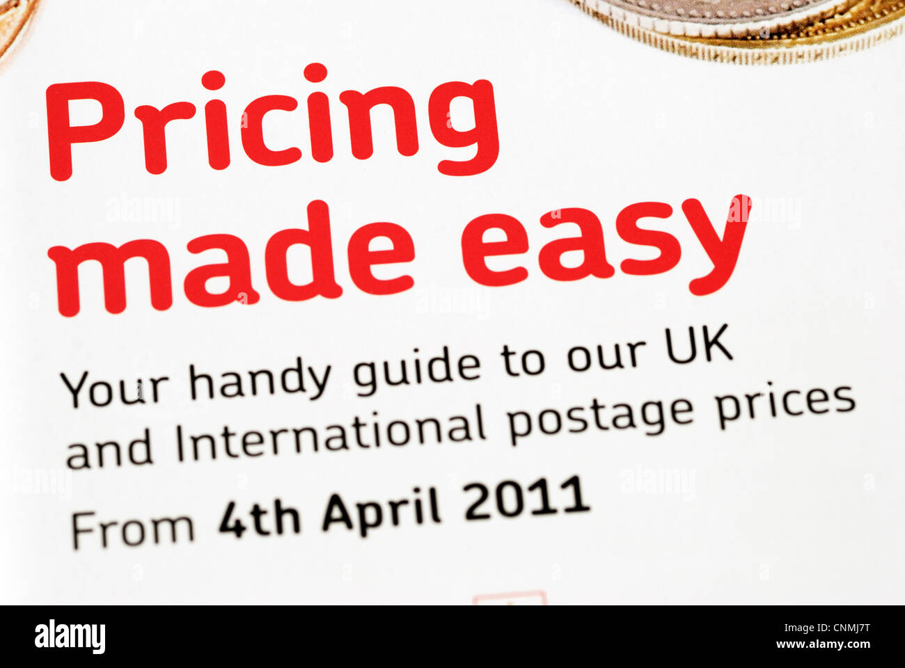 Royal Mail post office postage price guide Stock Photo Alamy